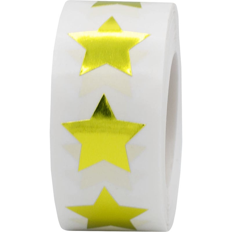 InStockLabels.com Metallic Gold Star Stickers, 3/4 Inch, 500 Metallic Plastic Labels per Roll - Perfect for Rewards, Decorations, and Crafts in Schools, Offices, and Home Use - Image 1